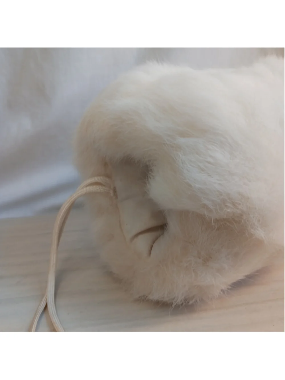 Vintage Childs Rabbit Fur Muff White Fur Muff Hand Warmer 8